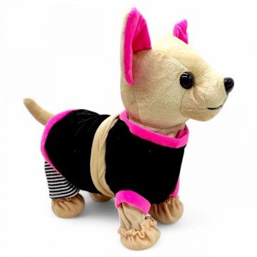 Фото1.Мʼяка інтерактивна собачка на повідку, в сумці (бежева), мікс видів