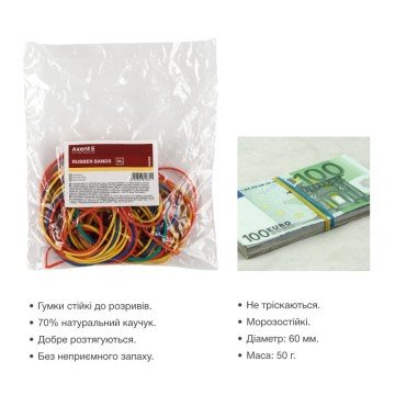 Фото1.Гумки для грошей кольорові, 50 г