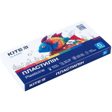 Фото2.Пластилін, 6 кольорів, 120 г. Kite Classic