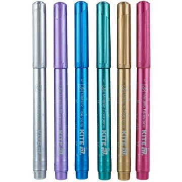 Фото1.Фломастери-пензлики, набір 6шт, Kite Creative металізовані