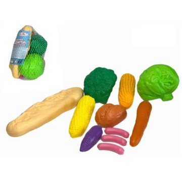 Фото1.Дитячий набір продуктів: капуста, броколі, кукурудза, багет, морква, булочка, 3 сосиски