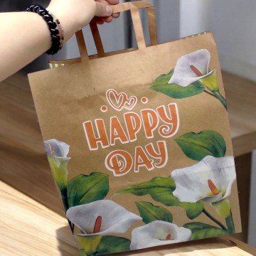 Фото1.Пакет паперовий з ручками, бурий 32х15х38 см