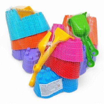 Фото1.Пісочний набір -  3 шт пасочки замок, граблі, лопатка, мікс видів