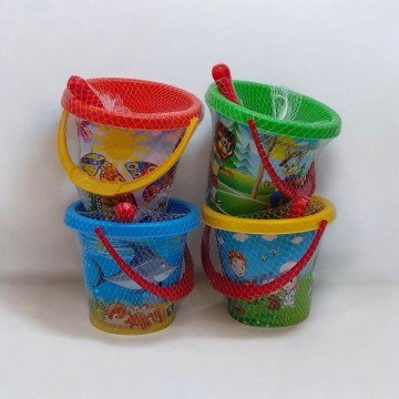 Фото1.Пісочний набір - відро, лопатка, 6 пасочок (синій)