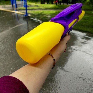 Фото1.Водний пістолет, помповий механізм, (39 см) cалатовий