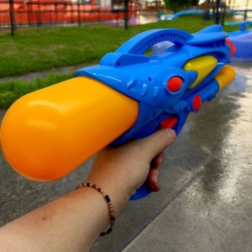 Фото1.Водний пістолет, помповий механізм, (39 см) синій