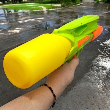 Фото1.Водний пістолет, помповий механізм, (38 см) бірюзовий