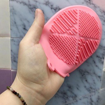 Фото1.Силіконова мочалка-рукавичка для купання, рожевий