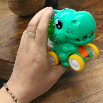 Фото1.Динозаврик на колесах, інерційний, з шестернями, світло, мікс видів, 1 штука