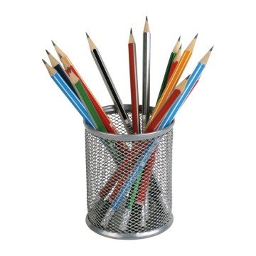 Фото1.Підставка для ручок кругла 80х80х100мм, мет, срібляста