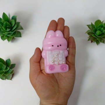 Фото1.Іграшка-антистрес “Зайчик” таба,  9 см (рожевий)