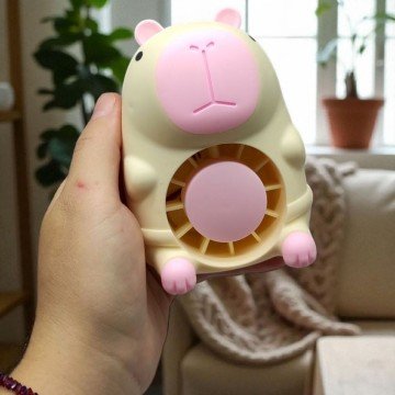 Фото1.Дитячий вентилятор Капібара USB 11 см (рожевий)