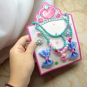 Фото1.Дитячий набір біжутерії Лабубу (бузковий)