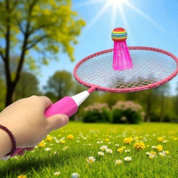 Фото1.ДИТЯЧІ РАКЕТКИ ДЛЯ БАДМІНТОНУ 43 СМ В СІТЦІ (ЖОВТІ)