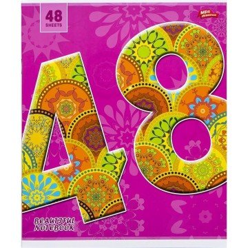 Фото1.Зошит кольоровий 48 аркушів, клітинка (16 штук в упаковці)