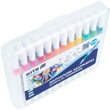 Фото1.Маркери акрилові, набір 24шт, Kite Creative