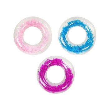 Фото1.Надувне коло для плавання, ПВХ, прозоре з пірʼїнками, 70см. (БІЛИЙ)