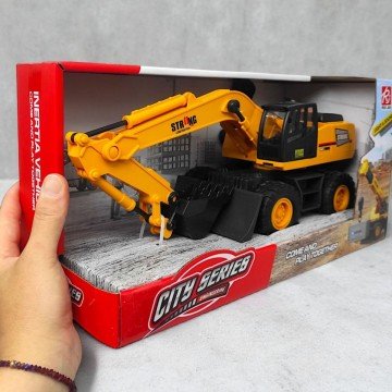 Фото1.Екскаватор інерційний, озвучений, зі світлом, в коробці (35,5*17,7*12,5 см)