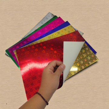 Фото1.Набір одностороннього кольорового голографічного картону (21х29,7см),6 аркушів,6 кольорів