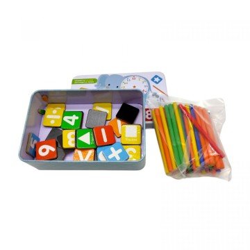 Фото1.Логічна гра C 73827 (120) дерев`яні магніти, цифри, математичні позначки, палички, кольори, в боксі