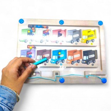 Фото1.Дерев’яна магнітна дошка F 43628 (40) сортер, цифри, кольори, стилус, в коробці