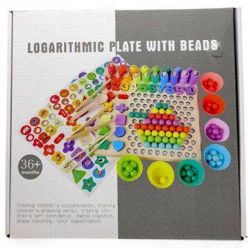 Фото1.Логічна дошка дерев`яна (кілочки, магнітна риболовля, кульки, цифри, 3 картки, аксесуари для гри)