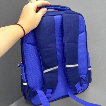 Фото1.Рюкзак шкільний (35х12х43 см), 1 відділення, 4 кишені, на блискавці (синій)