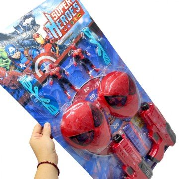 Фото2.Набір героя (2 фігурки, 2 пари окулярів, 2 маски, пістолет з механічним принципом роботи, мʼякі патр