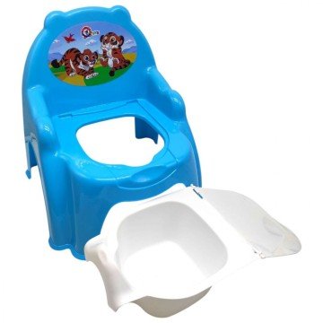 Фото1.Горщик дитячий з кришкою,(БЛАКИТНИЙ) З ТИГРИКАМИ