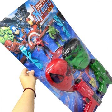 Фото1.Набір героя (2 фігурки, 2 пари окулярів, 2 маски, пістолет з механічним принципом роботи, мʼякі патр