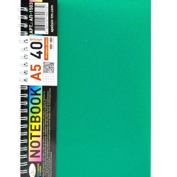 Фото1.Блокнот А5, 40 арк., пластик, пружина збоку (мікс кольорів)