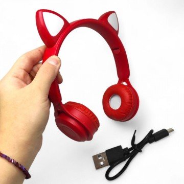 Фото1.Навушники бездротові, підсвічування, Bluetooth, (ЧЕРВОНІ) MIC (277663)