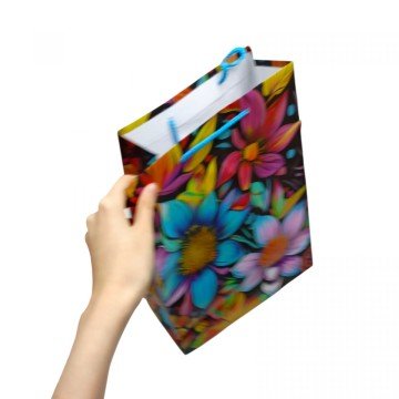 Фото1.Пакет паперовий 26х32х12 см, квіти