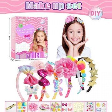 Фото1.Набір прикрас 6 обручів, декоративні текстильні елементи, двосторонні наліпки-фіксатори, в коробці