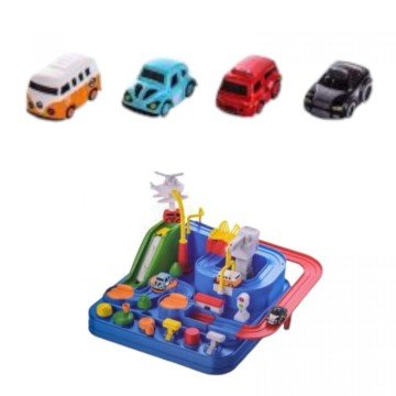 Фото1.Трек 26х27х20, механічний принцип роботи, 6 механізмів для гри, важелі, підйомники, розводний міст, 