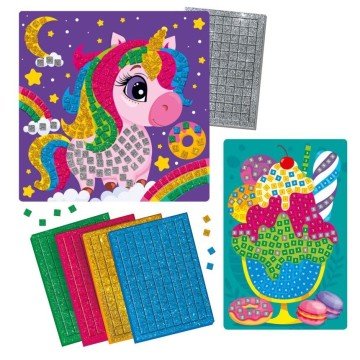 Фото1.Набір для творчості з блискучою мозаїкою «Єдиноріг та морозиво»