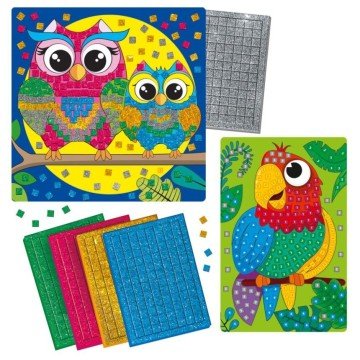 Фото1.Набір для творчості з блискучою мозаїкою «Сова та Папуга»