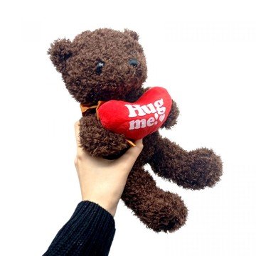 Фото1.М`яка іграшка “Ведмедик”, висота 22см, сердечко, сидяча, пластикові очі (РУДИЙ)