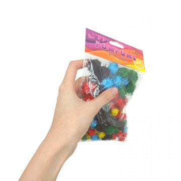 Фото1.Помпони блискучі, різні розміри,5 кольорів,80шт