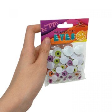 Фото1.Рухомі очі, круглі 50шт., 10мм*25шт, 10*15мм*25шт.кольорові