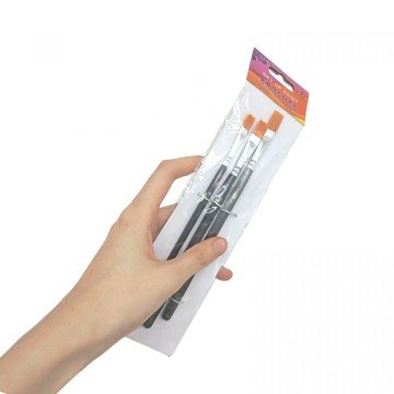 Фото2.Набір пензлів для малювання,Щетина,розмір 2,4,6, 3шт.в пакеті,кругла головка,деревʼяна ручка