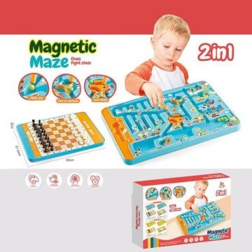 Фото1.Магнітна гра 2в1 сортер, шахи, магнітний стилус, в коробці