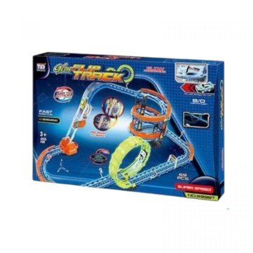 Фото1.Трек 69 елементів, машинка із вбудованим акумулятором, підсвічування, світиться у темряві, трюки, му