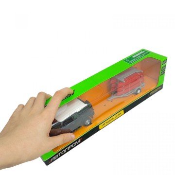Фото1.Машина+прицеп мет. 1:43 Toyota FJ,відкр.двері,короб.28*8*6,5см