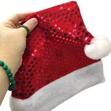 Фото1.Шапка Діда Мороза блискуча, обʼєм 58 см, висота 40 см