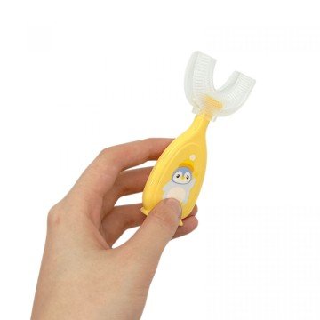 Фото1.Дитяча зубна щітка-капа в футлярі (ЖОВТА)
