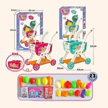 Фото1.Візок з продуктами, мікс кольорів. кор.55*13*36 см.