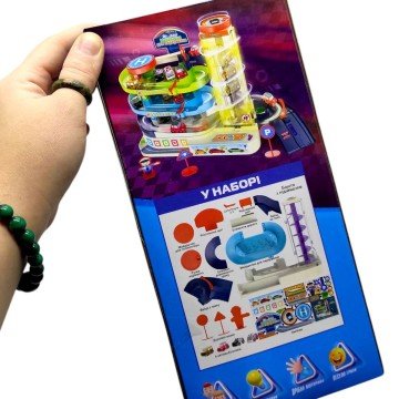 Фото1.Інтерактивний автотрек (автоматичний підіймач, звук, світло, пісні, 4 машинки, паркінг, виїзди)