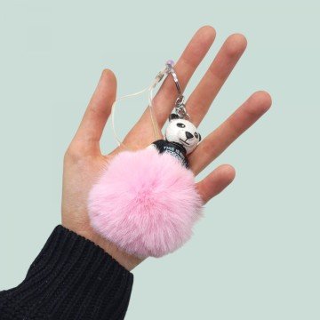 Фото1.Брелок ПАНДА З МІХОВОЮ КУЛЬКОЮ (ЧЕРВОНИЙ)