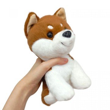 Фото1.Мʼяка іграшка Собака 20 СМ (КОРИЧНЕВА З БІЛИМ)